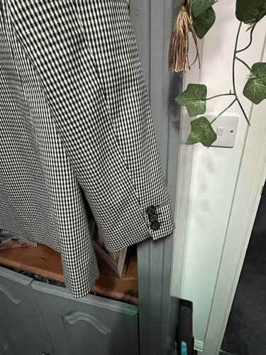 Topshop Black Check Blazer Style Jacket Size 10 - Picture 7 of 14