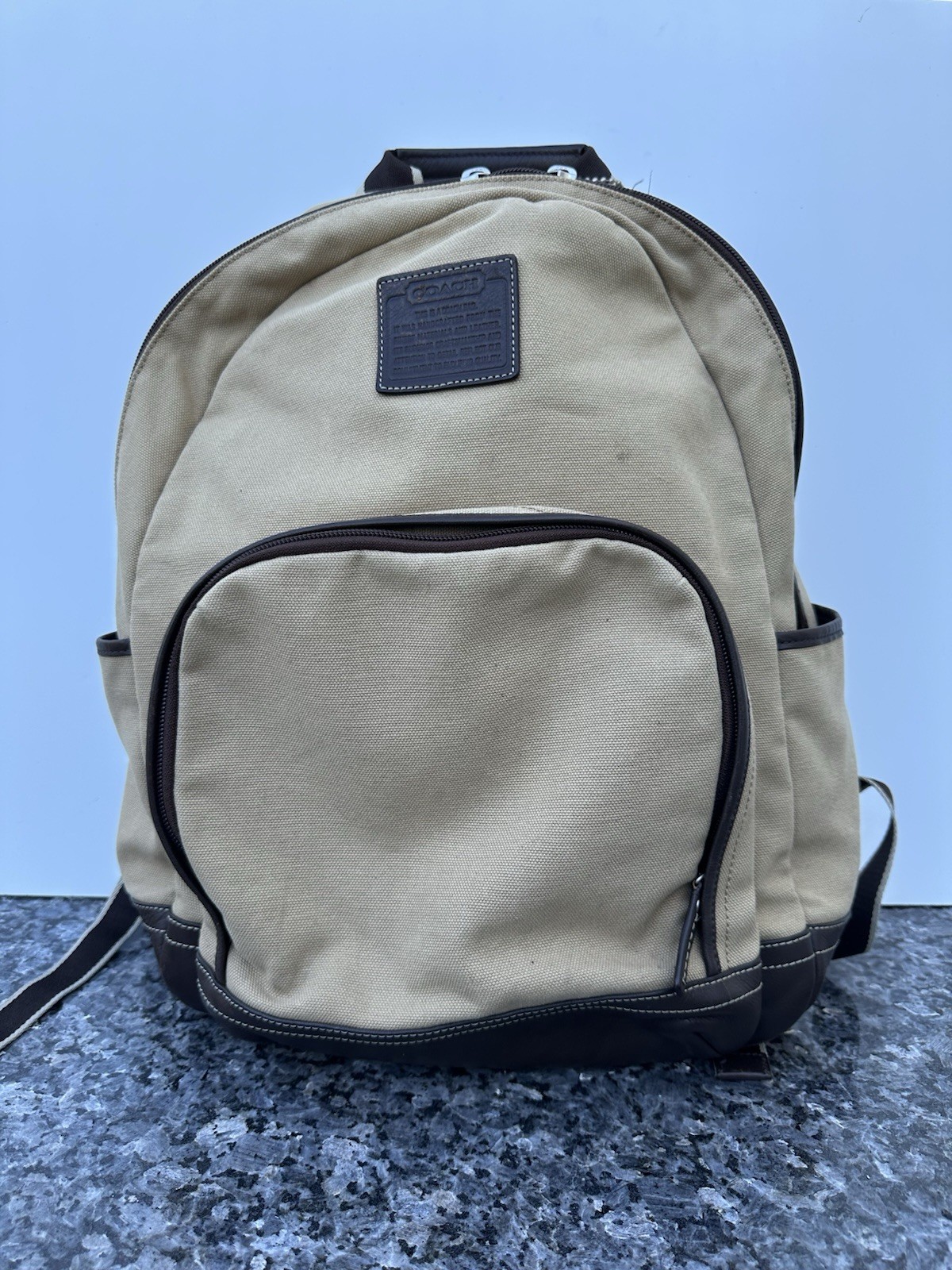 Coach Beige Heritage Web Backpack MISSING ZIP HAN… - image 1