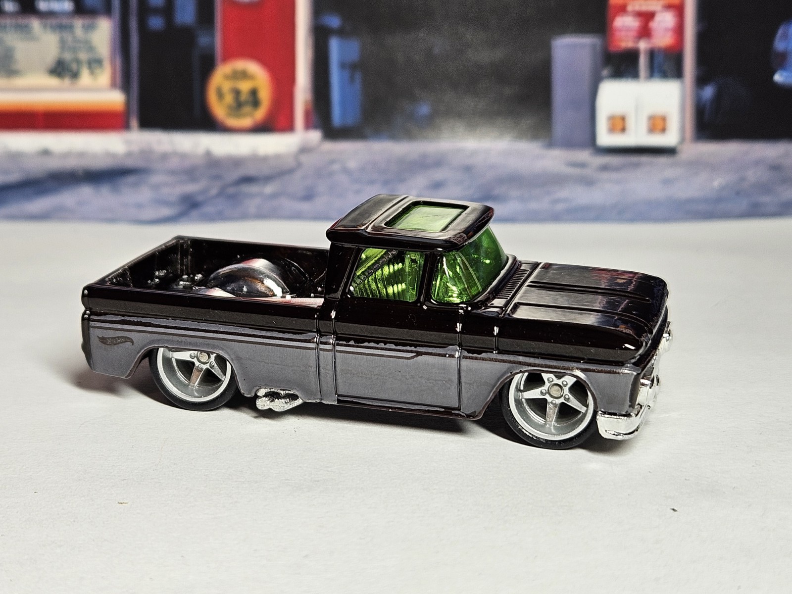 Hot Wheels Custom 62 Chevy Pickup Custom Color Wheel Swap Real