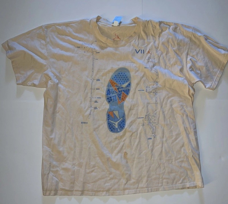 Vintage Air Jordan 7 Cream T-Shirt Basketball Print size XXXL 3x Brand