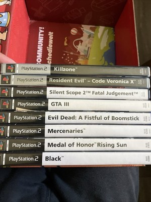 PS2 Spiele - Black - MOH Rising S. - Evil Dead - GTA III - RE - Killzone - Silen