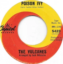 THE VULCANES Poison Ivy on Capitol surf garage 45 HEAR