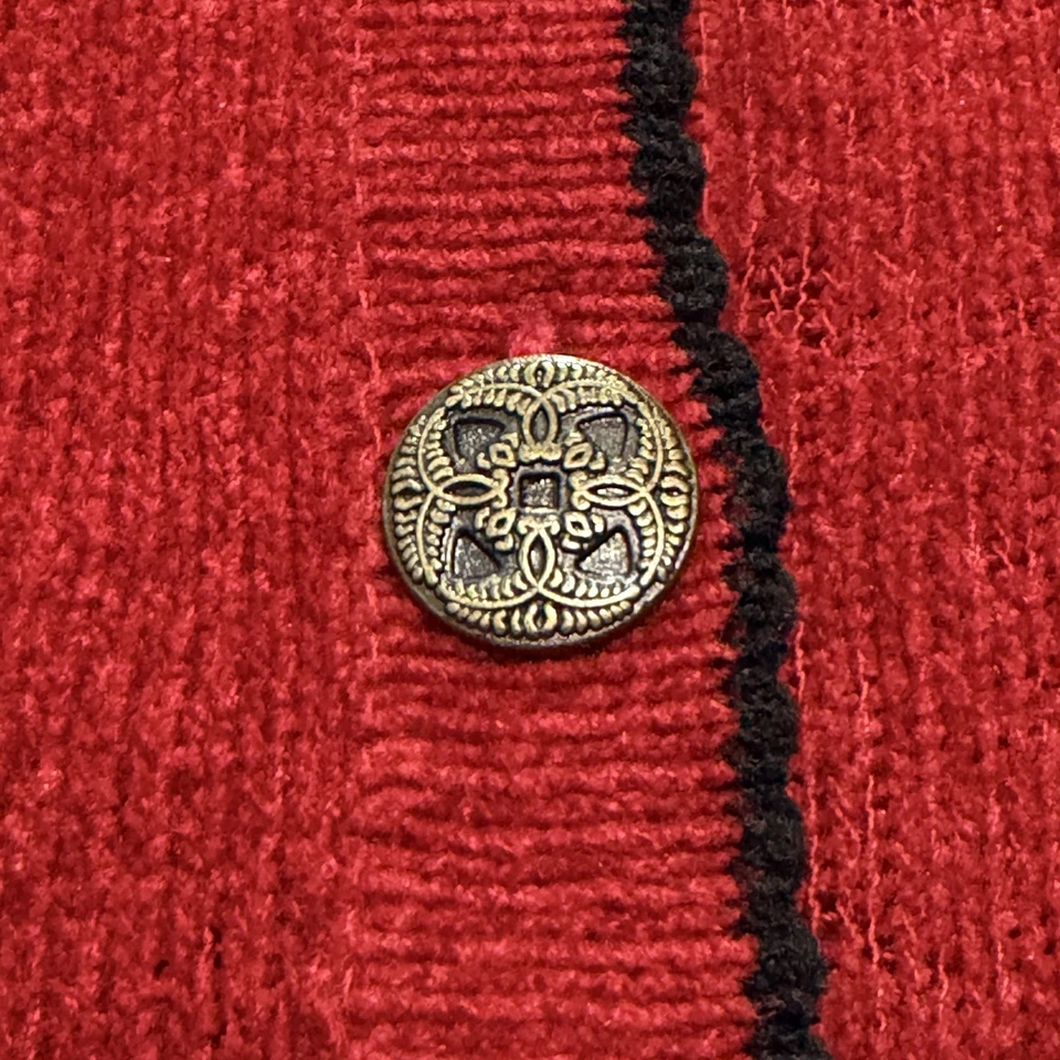 Cárdigan para mujer Nomadic Traders mediano femenino abuela salón indie rojo Foto 4 de 4