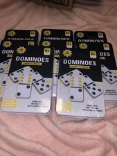 Lot of 6 - DOMINOES - Family Classics - Double Six Color Dot in Tin Case - New