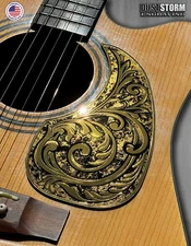 Acoustic Pickguard Laser Engraved Gold Acrylic Mirror Martin D28 Style Guitar
