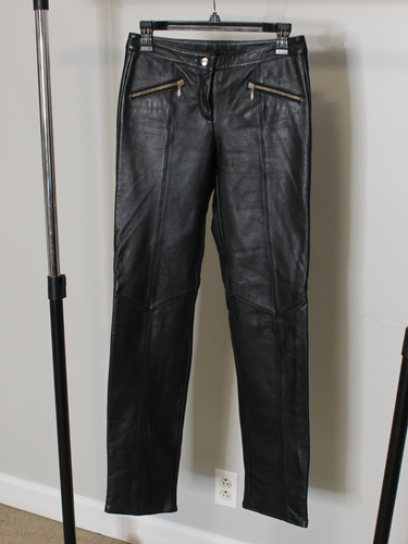 Womens Wilsons Leather Pants Black 0 Maxima Biker Motorcycle Vtg 90s Y2K Rare - Picture 21 of 24