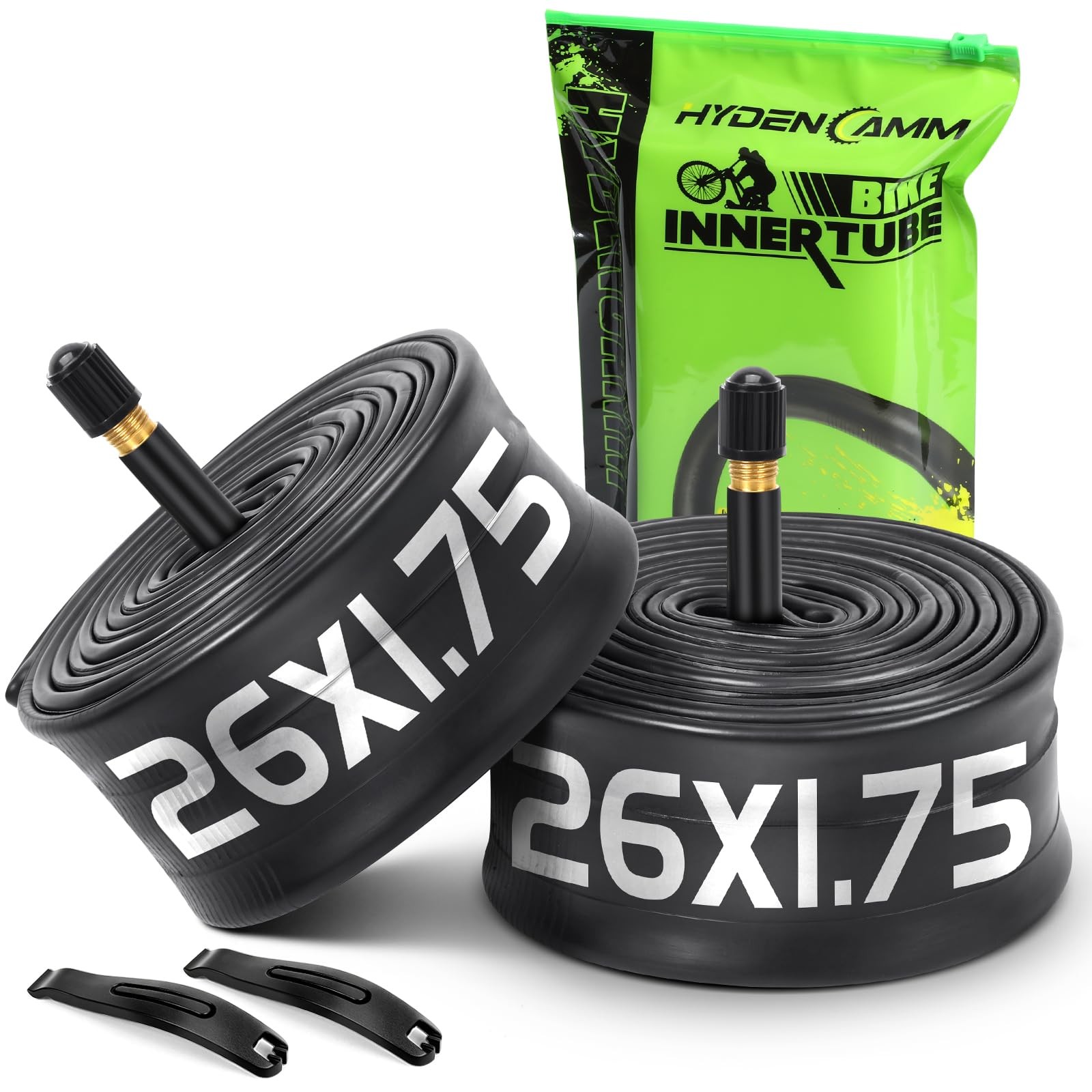 Hydencamm 2 Pack 26x1.75/2.125 Tire Tubes, 26x1.75 26x1.95 26'', Black