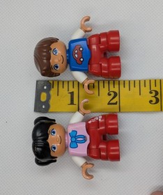 Lego Duplo Figure Lot of 4 Boy, Girl, Brown Cat, Spotted Dog Replacement Figure 