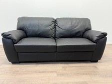 Milano Black Top Grain Leather 3 Seater Sofa