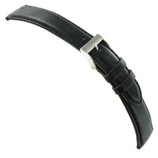 20mm Milano Silicon Black Genuine Italian Leather Mens Padded Watch Band 755
