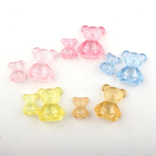 20pcs Mixed Color Resin Cute Crystal Glitter Bear Flatback Cabachons Charms 23mm - Picture 5 of 8
