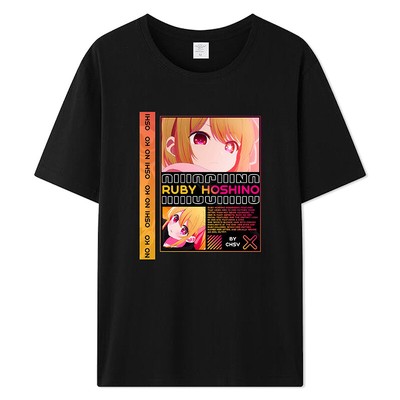 Hoshino Rubii  OSHI NO KO Black T-shirts Men Women Short Sleeve Tops #A