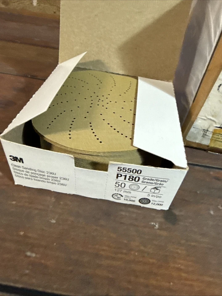 3M 236U Coated Aluminum Oxide Hook & Loop Disc P180 Grit 5 in Dia 55500 Lot 250 - Image 4 of 4