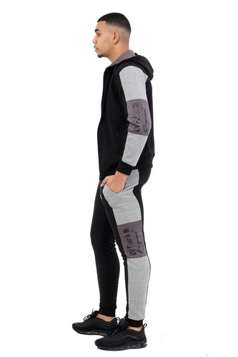 Traje con capucha para hombre DL Funk original liso completo con cremallera y puños gimnasio - Imagen 5 de 7