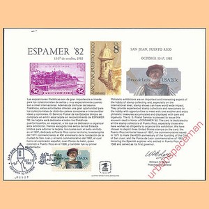PS41 Espamer 82 USPS Souvenir Card 2024 Ponce de Leon UO First Day Show Cancel