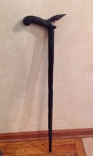 Vtg Snake Lizard Walking Stick Cane Marked Special Black W/Red Mouth Eyes