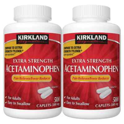 Kirkland Signature Extra Strength Acetaminophen 500mg, 1,000 Caplets, Ships Free
