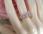 Vintage Jewellery Gold Ring with White Sapphires Antique Deco Jewelry size 7 O