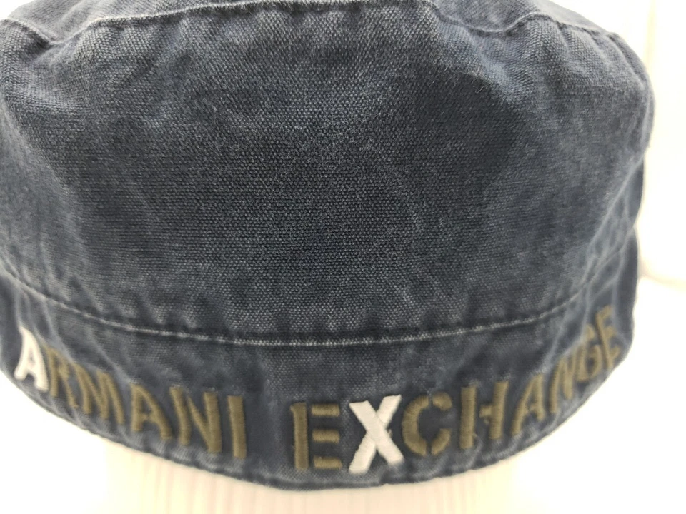 Boné AE ARMANI EXCHANGE VINTAGE JEANS FEMININO NEWSBOY CABBIE BRONZEADO BRANCO REBITE LG - Imagem 2 de 4