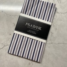 Jos A Bank Pre Folded Pocket Square Black Gray Stripe Cotton Handkerchief Hanky