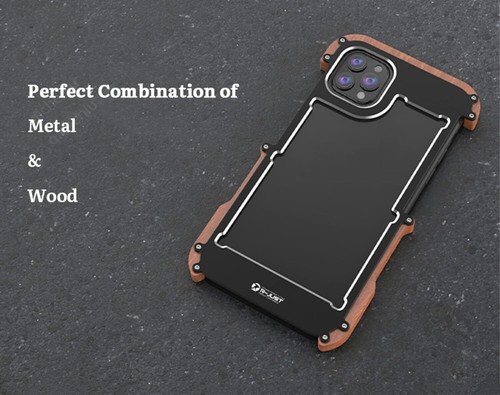 Original Aluminio Metal Madera Estuche Cubierta Para iPhone 15 14 13 12 11 Pro Max - Imagen 22 de 22