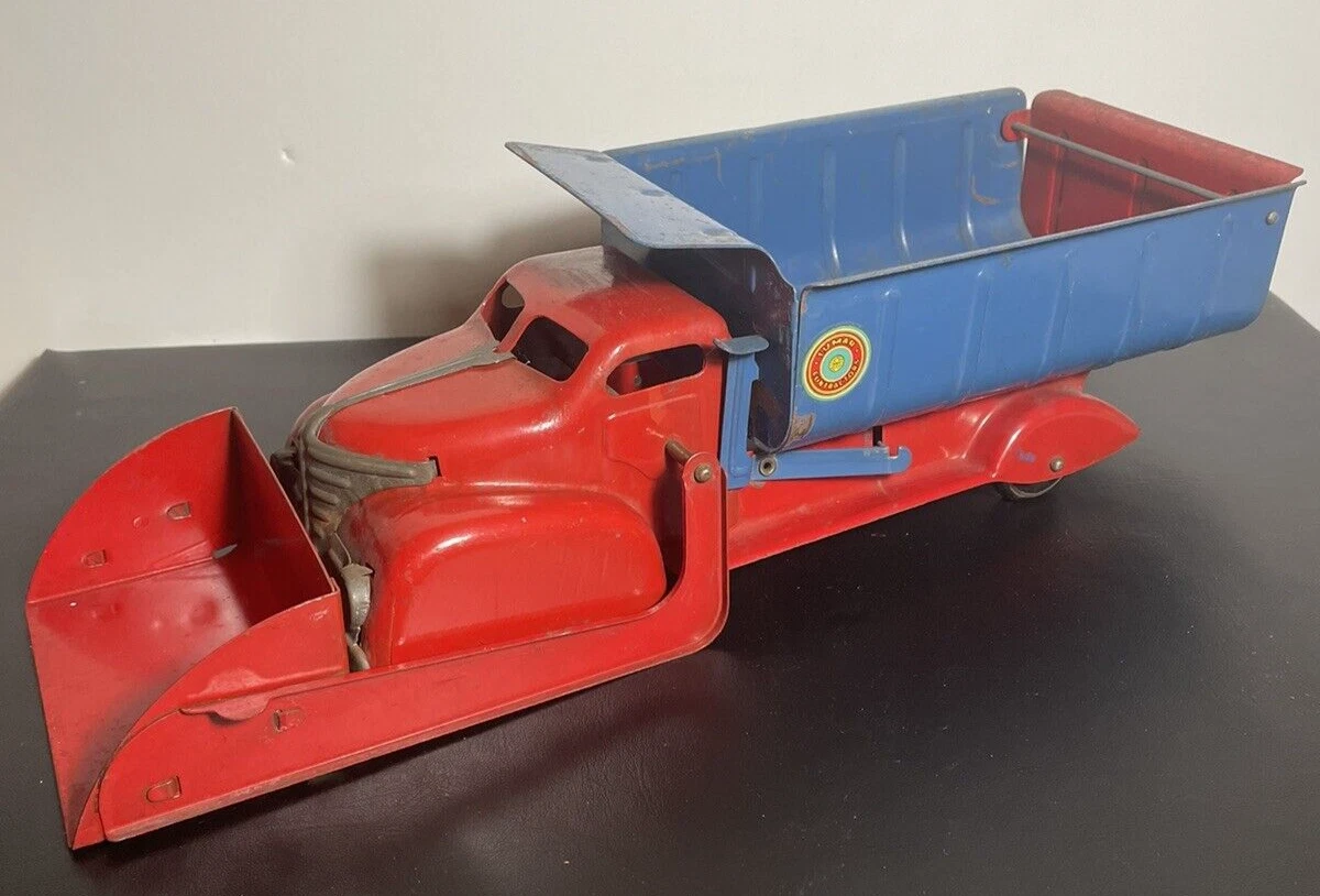 VINTAGE MARX LUMAR CONTRACTORS FRONT LOAD DUMP TRUCK PRESSED STEEL
