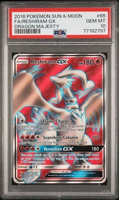 Reshiram GX Dragon Majesty 65/70 Values - MAVIN