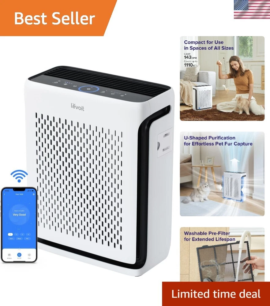 Air Purifier for Home Large Room Bedroom Up to 1110 Ft² with Air Quality Moni...