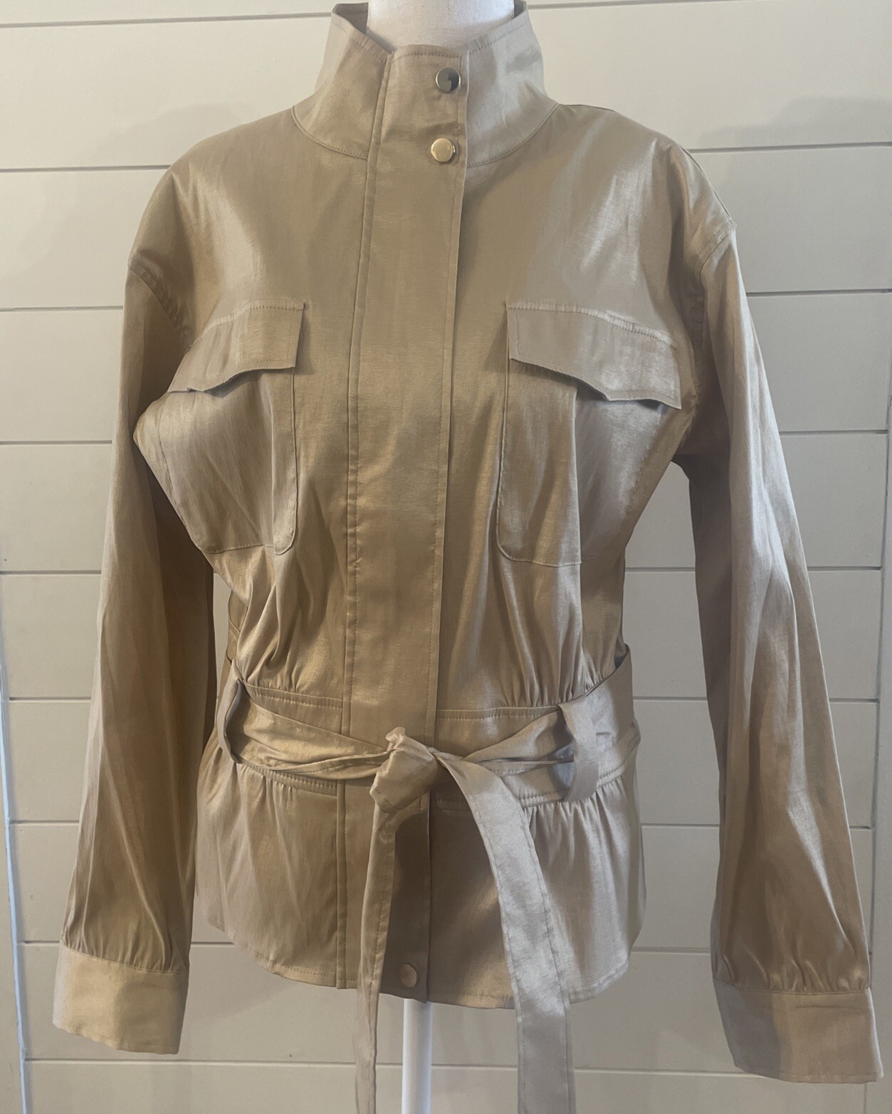 BEREK Large Gold Metallic Jacket Lightweight Zip - image 1