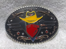 Gunslinger Reach-it Richie Blue Western Cowboy Buckle Red Crystals Great Shape