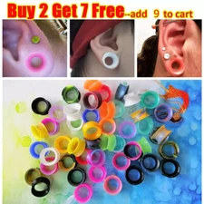 2pcs Hollow Silicone Earskin Flesh Tunnel Double Flared Ear Gauges Thin Ear Plug
