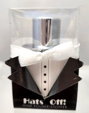 2009 Premium Wine Stopper/Pourer, Silver Top Hat 'Hat's Off!' by Kate Aspen NOS