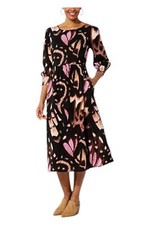 GbyGiuliana Women's Butterfly Print CottonBlend Flowy Midi Dress Black