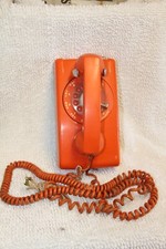 Wall Telephone Phone Rotary ORANGE ITT Untested Uncleaned