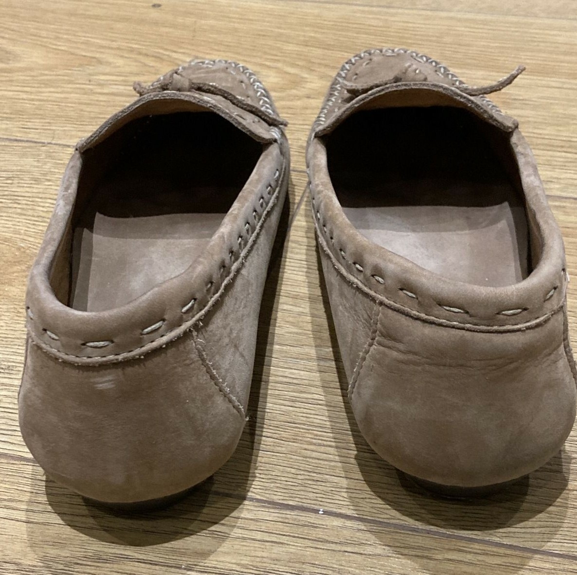 TSONGA SLIP-ON VINTAGE 1990s BEIGE NUBUCK SHOES, SIZE 6 UK  7