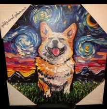 Corgi Dog Night Themed Canvas Art Print Painting New Decor