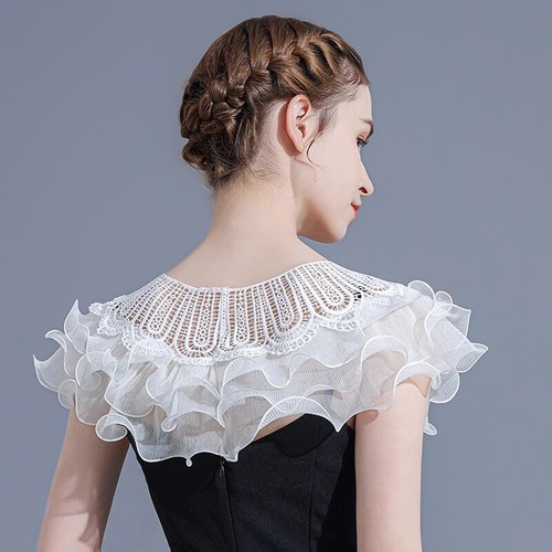 Women Layered Ruffles Lace Bolero Prom Wedding Dress Shawl Shrug Wrap Cover Up - Picture 15 of 19