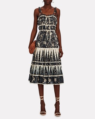 Ulla Johnson Women's Indah Printed Cotton Blend Midi Dress Size 6