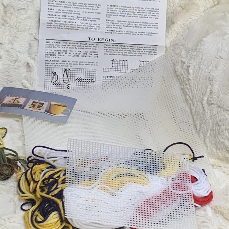 Fall Foliage & Sailboat Nautical Plastic Canvas Cross Stitch Needle Craft Kits - Image 4 of 4