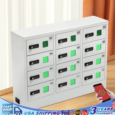 12 Slots Cellphone Locker Case Cellphone Charging Station W/ Combination Lock