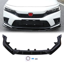 For 2022-2024 Honda Civic 11th Front Bumper Lip Spoiler Splitter Glossy Black