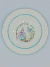 Victory by Salem Colonial Dancing Courtin Vtg USA Made 9.25"  Dinner Plates (2)