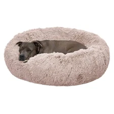 	Furhaven 36" Round Calming Donut Dog Bed for Large/Medium Dogs Refillable w/	