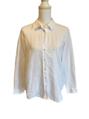 J. Crew Women's M Linen Blend Button-Up Shirt Long Sleeve