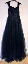 Stunning Dark Navy Tulle Off The Shoulder Princess Dress Size 8
