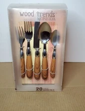 Vtg 2003 Oneida Wood Trends 20 Piece Maple Flatware Service Set 4 Settings NEW