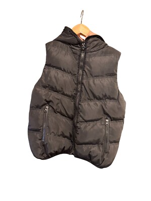 Etam Weekend Quilted Hooded Vest Black With Orange Lining Size 38 For Women
