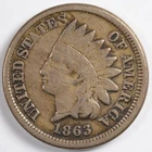 1863 Fine (F) Indian Head Penny Cent 1