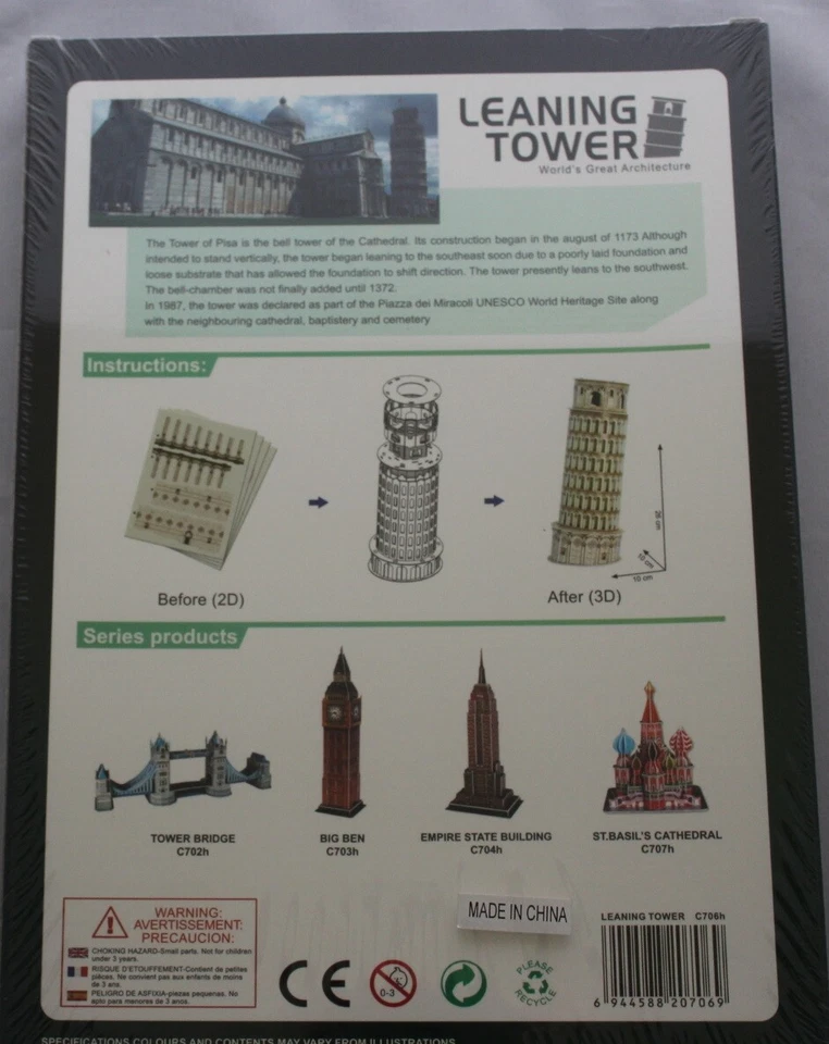 Leaning Tower 3D Puzzle by CubicFun (13 pieces) - Image 2 of 2