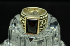 Silpada 925 Sterling Silver Black Onyx Scroll Design Ring Band Size 5.5